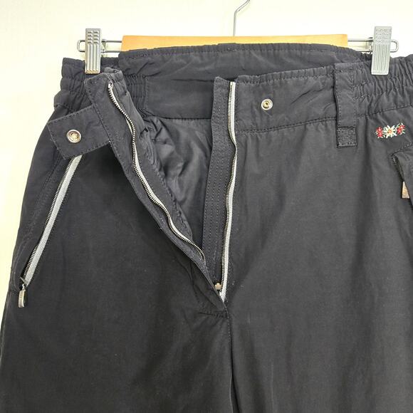 Womens Postcard Black Floral Embroidered Logo Snow Ski Pants US Size 10 - Picture 10 of 12